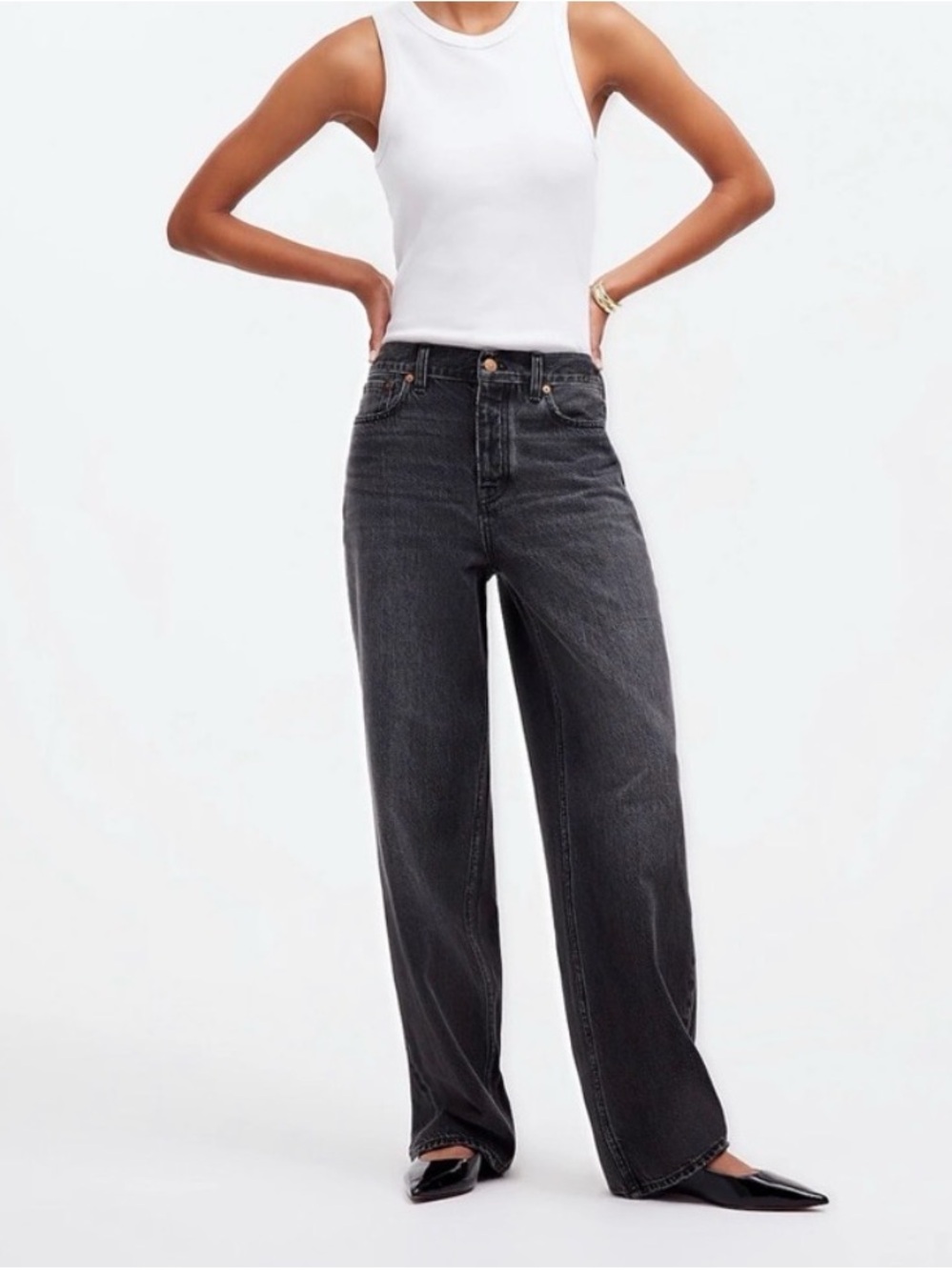 Madewell High-Rise Wide-Leg Jeans in Washed Black